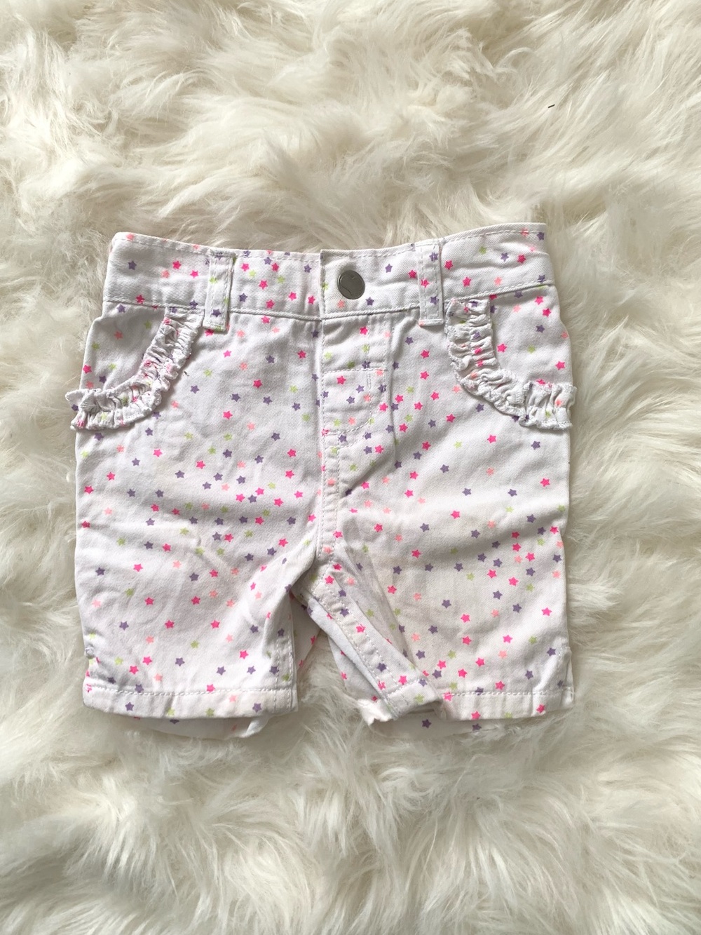 Wonderkids Baby Girl White/Multicolored Stars Shorts 18M